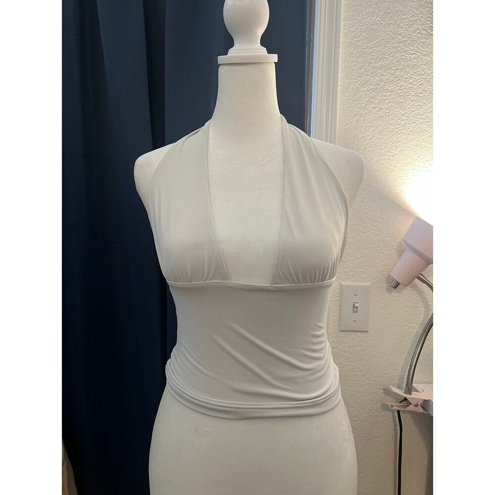 Forefair White/Gray Halter Top Size XS
